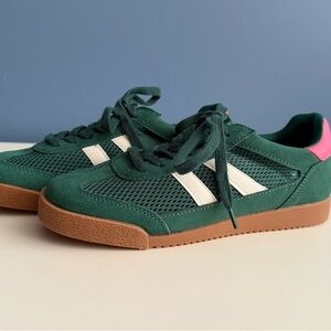 Steve Madden Green and White Sneakers with Pink Accent - New Never Worn